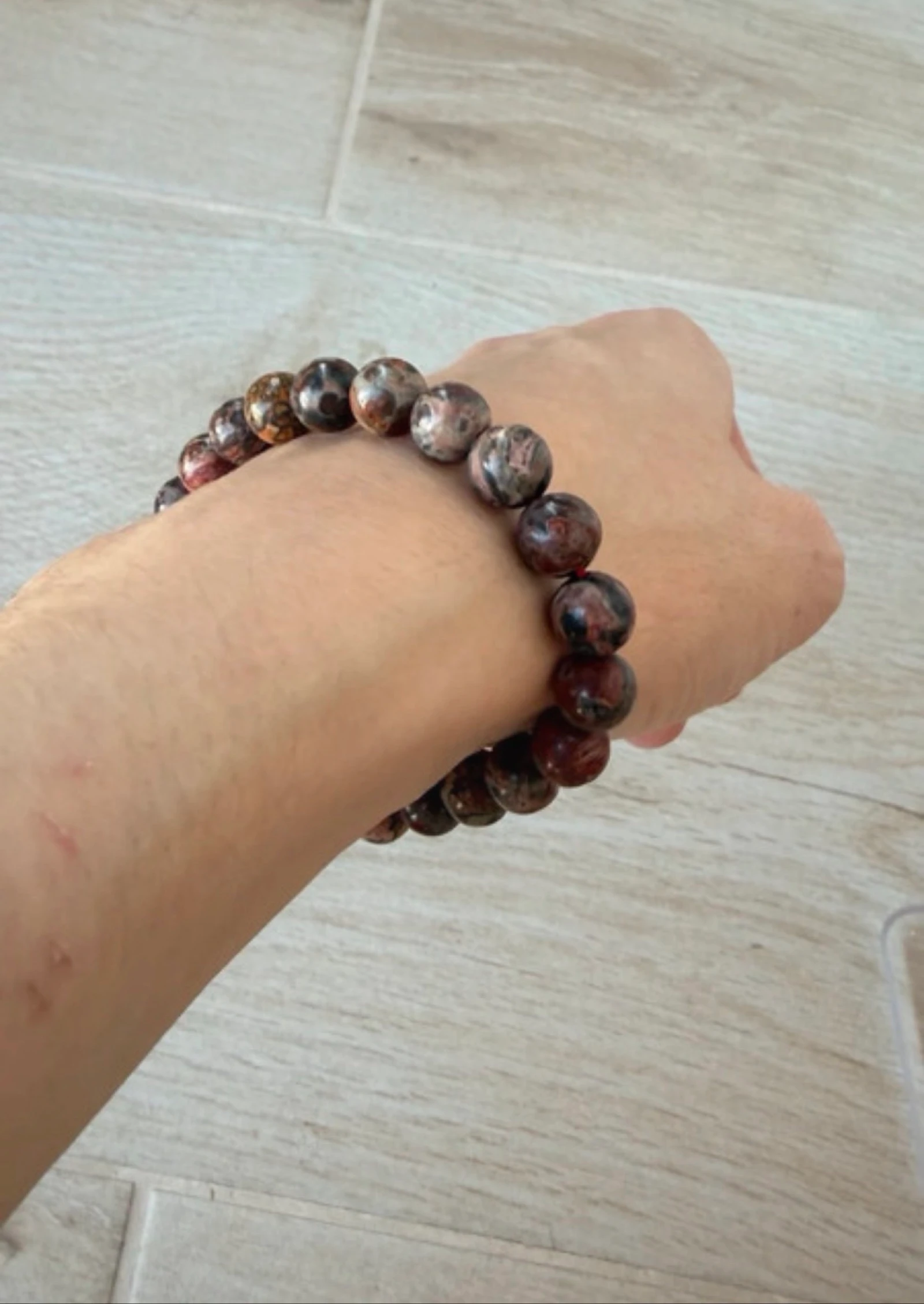 Pulsera jaspe leopardo natural cuentas 8 mm